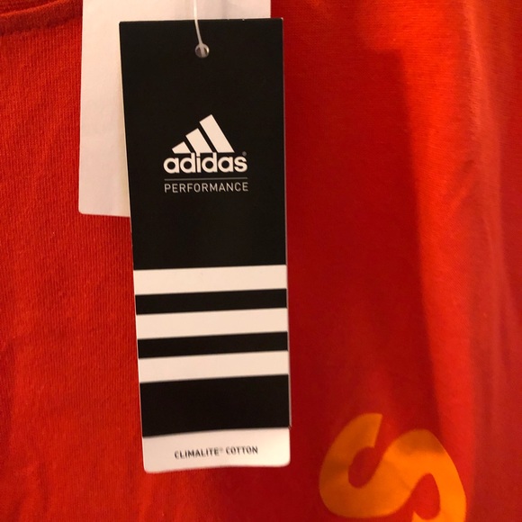 Adidas 3 stripe T-shirt Men’s Large climalite cotton 2013 release NWT Orange - Picture 11 of 12